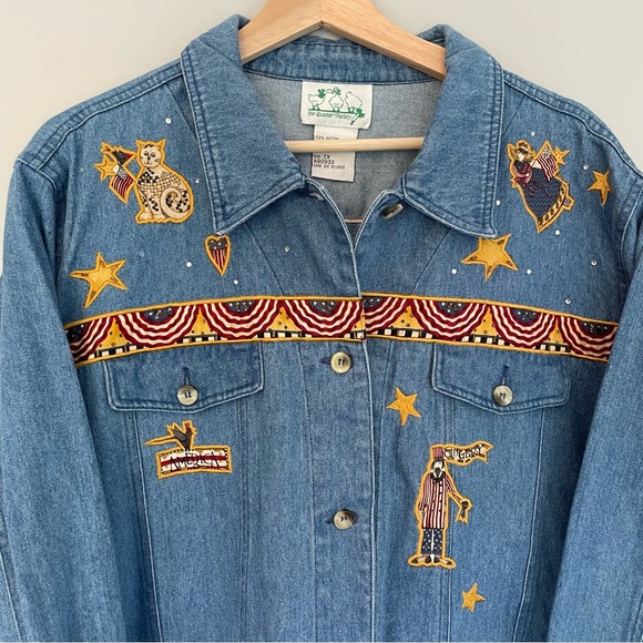 Quacker Factory Americana USA Denim Jacket in Blue SIZE 2X - Picture 10 of 12